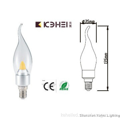 3W E14 led candle lamp with fluorescence cover sharp foam glass